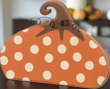 Load image into Gallery viewer, Polka Dot Wood Pumpkin
