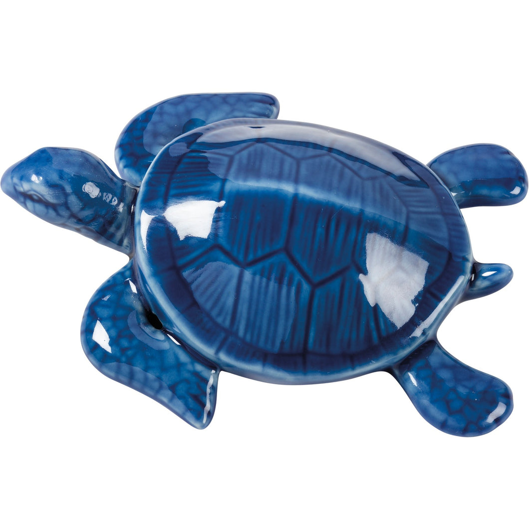 Blue Stoneware Sea Turtle