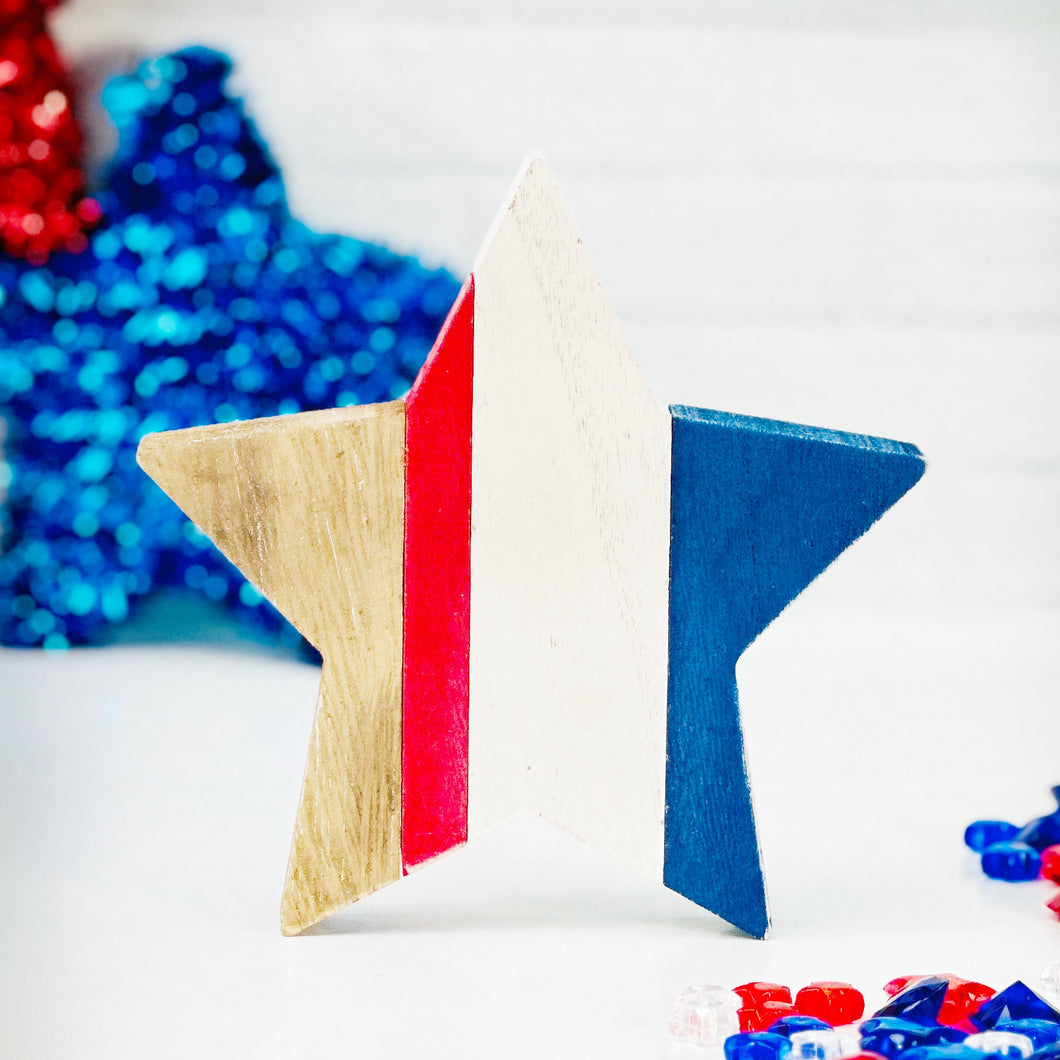 Red, White, Blue Wood Star