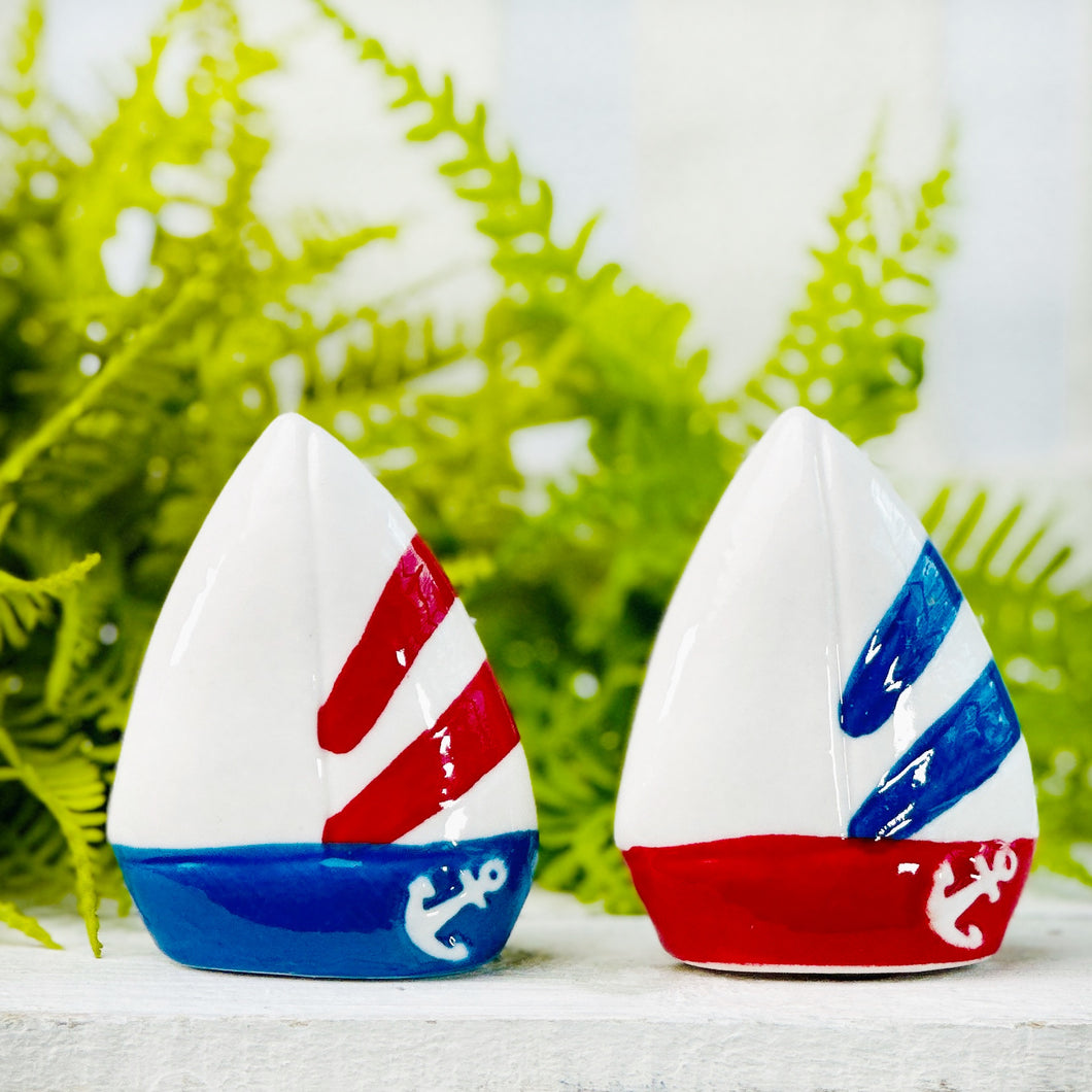 Salt & Pepper Shakers | Patriotic Sailboat
