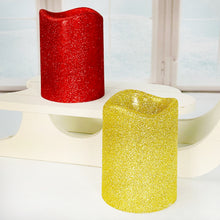 Load image into Gallery viewer, Red Glitter LED Pillar Candle
