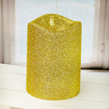 Load image into Gallery viewer, Gold Glitter LED Pillar Candle
